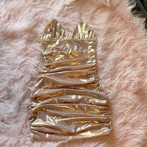 Oh Polly Rose Gold Ruched Mini Dress Size US 6 UK 10